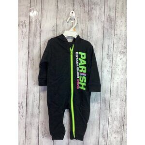 Parish Nation Infant/Baby Fleece Full Zip Black/Green Bodysuit Hooded 6-9M